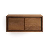 Tamsiai rudos spalvos iš tikmedžio masyvo pakabinama spintelė po kriaukle 90x40 cm Kenta – Kave Home