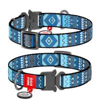 WAUDOG šuns antkaklis su QR pasu „Etno Blue“, plotis 20 mm, ilgis 28–40 cm