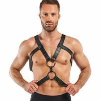 Bedroom Fantasies Rocco Bondage Adjustable Faux Leather Harness Black - Unisex Fit