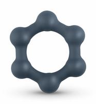 Boners Boners Hexagon Silicone Ring with Integrated Steel Elements, Black