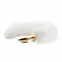 Easytoys Rimba Metal Intimate Plug with Faux Fox Tail - Silver & Grey, Medium