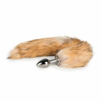 Easytoys Rimba Aluminium Plug with Faux Fox Tail - Silver & Grey, Medium