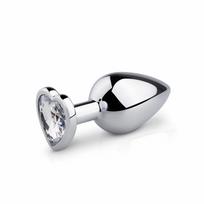 Easytoys Rimba Aluminium Heart Gem Plug - Medium, Tapered, Polished Silver