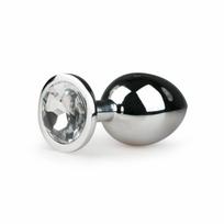 Easytoys Rimba Metal Plug Silver M with Clear Crystal Accent, Aluminium, Medium