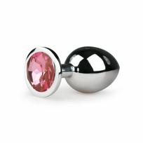 Easytoys Rimba Metal Intimate Plug Silver-Pink Medium - Aluminum, Crystal Accent