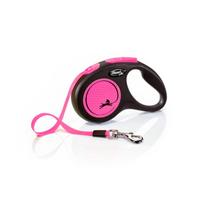 Flexi New Classic Neon juostinis pavadėlis 5m - Rožinė / S - 5m iki 15 kg