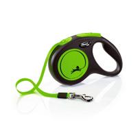 Flexi New Classic Neon juostinis pavadėlis 5m - Žalia / M - 5m iki 25 kg