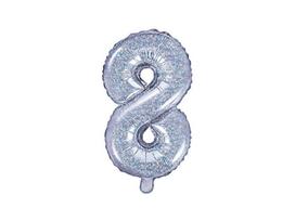Folinis balionas Skaičius "8", 35 cm, sidabrinis