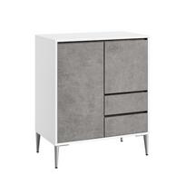 Moderni minimalistinė spintelė | 2 stalčiai | 2 durelės | Pilka balta