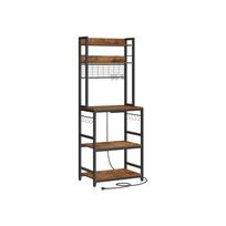 Pastatoma virtuvės lentyna su kištukiniais lizdais | 170 x 60 x 40 cm | Vintage ruda-juoda