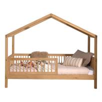 Natūralios spalvos naminė iš ąžuolo masyvo vaikiška lova su lovos grotelėmis 90x200 cm Forrest – Vipack