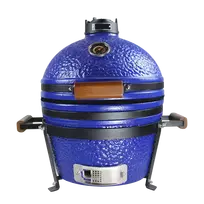 Kepsninė BIGGRILL Kamado 16" mėlynas + daugiafunkcinė 2 zonų sistema + plieninis pelenų valymo įrankis + kepsninės uždangalas + keramikinis vištos laikiklis