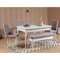 Ištraukiamas valgomojo stalo ir kėdžių rinkinys (5 vnt.), Hanah Home, baltas Soho, 130 x 77 x 80, cm