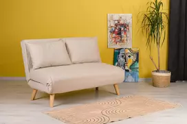 Dvivietė sofa-lova Hanah Home Folde, kreminė, 120 x 79 x 80