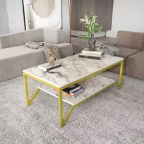 Kavos staliukas, Hanah Home, auksas Balta, 120 x 45,8 x 60, cm