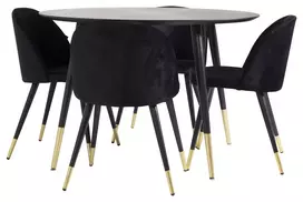 Valgomojo komplektas stalas Dipp su 4 kėdėmis Velvet