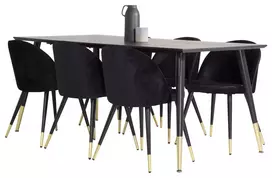 Valgomojo komplektas stalas Dipp su 6 kėdėmis Velvet