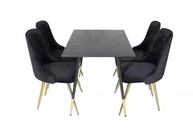 Valgomojo komplektas stalas Dipp su 4 kėdėmis Velvet Deluxe