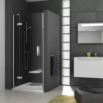 Varstomos dušo durys RAVAK SMARTLINE SMSD2-100 B-L su chromo spalvos detalėm ir skaidriu stiklu