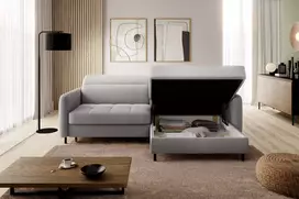 Kampinė sofa Gomsi su patalynės dėže, audinys Touch 03