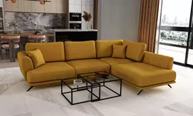 Kampinė sofa Larde su patalynės dėže, audinys Gojo 45