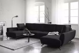 Kampinė sofa Larco su patalynės dėže, audinys Loco 10