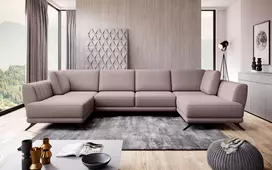 Kampinė sofa Larco su patalynės dėže, audinys Gojo 101