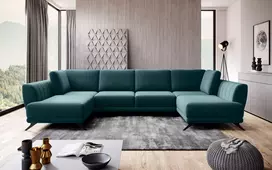 Kampinė sofa Larco su patalynės dėže, audinys Velvetmat 38