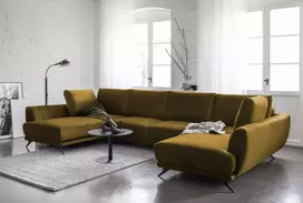 Kampinė sofa Larco su patalynės dėže, audinys Loco 45