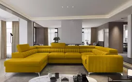 Kampinė sofa Louis su patalynės dėže, audinys Loco 45