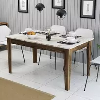 Valgomojo stalas, Hanah Home, graikinis riešutas Balta, 145 x 75 x 88, cm