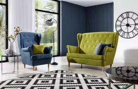 Komplektas sofa ir fotelis Aros 2+1 žalia