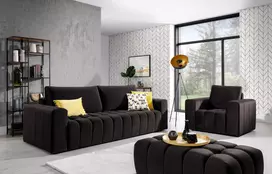 Baldų komplektas Sofa, fotelis ir pufas Lazaro 3+1+Puf ruda