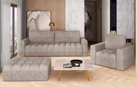 Baldų komplektas Sofa, fotelis ir pufas Lazaro 3+1+Puf beige