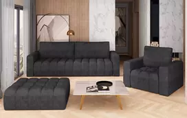 Baldų komplektas Sofa, fotelis ir pufas Lazaro 3+1+Puf pilka