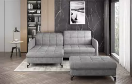Komplektas kampinė sofa ir pufas Lorelle pilka