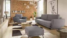 Komplektas sofa, fotelis ir pufas Megis 3+1+puf pilka