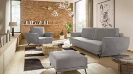 Komplektas sofa, fotelis ir pufas Megis 3+1+puf pilka