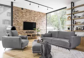 Komplektas sofa, fotelis ir pufas Megis 3+1+puf pilka