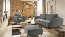 Komplektas sofa, fotelis ir pufas Megis 3+1+puf pilka