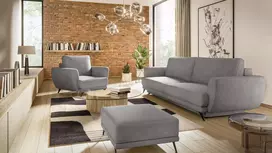 Komplektas sofa, fotelis ir pufas Megis 3+1+puf pilka