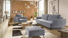 Komplektas sofa, fotelis ir pufas Megis 3+1+puf pilka