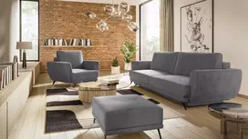 Komplektas sofa, fotelis ir pufas Megis 3+1+puf pilka