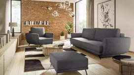 Komplektas sofa, fotelis ir pufas Megis 3+1+puf pilka