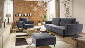 Komplektas sofa, fotelis ir pufas Megis 3+1+puf pilka