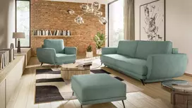 Komplektas sofa, fotelis ir pufas Megis 3+1+puf žalia