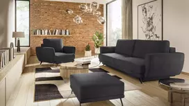 Komplektas sofa, fotelis ir pufas Megis 3+1+puf juoda