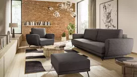 Komplektas sofa, fotelis ir pufas Megis 3+1+puf juoda