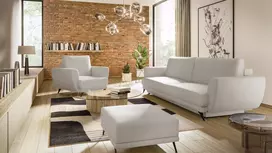 Komplektas sofa, fotelis ir pufas Megis 3+1+puf balta