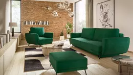 Komplektas sofa, fotelis ir pufas Megis 3+1+puf žalia